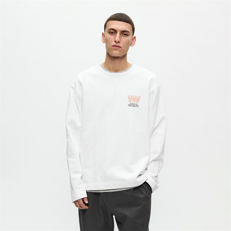 Wood Wood Heren Ryan Sweatshirt Bright White - Afbeelding 1
