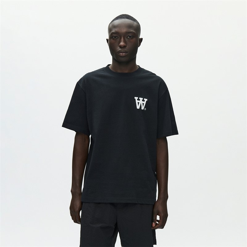 Wood Wood Heren Liam T-shirt Black With White
