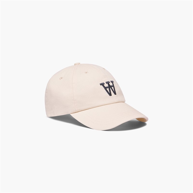 Wood Wood Eli haftowana czapka w kolorze złamanej bieli dla niego kolor Off-White