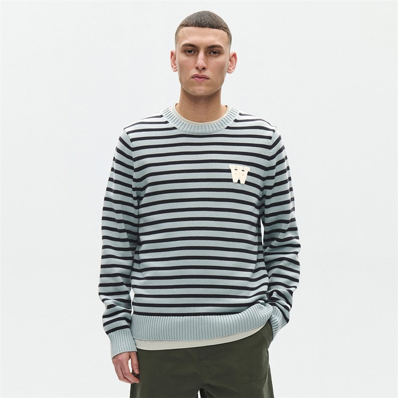 Wood Wood Pull Homme col rond Slate Stripe