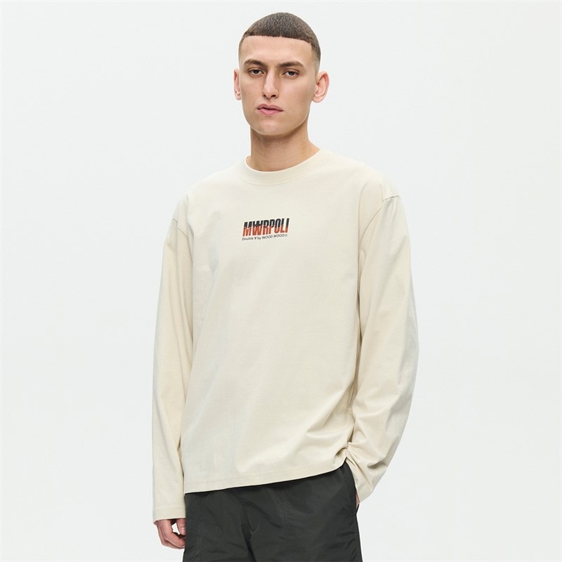 Wood Wood T-shirt manches longues Liam Homme Silver Birch