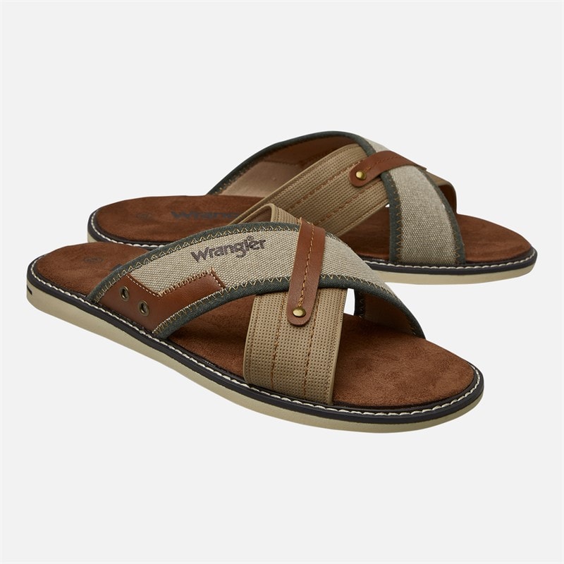 Wrangler Heren Calvin Slippers Warm Sand - Afbeelding 1