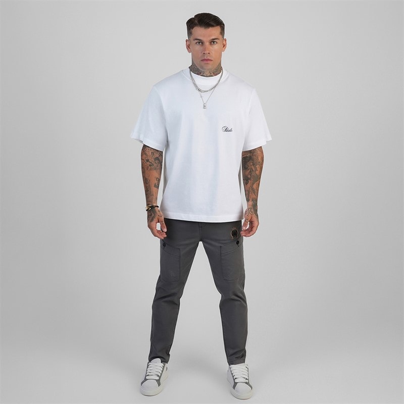 SikSilk Heren Oversized T-shirt Wit - Afbeelding 3