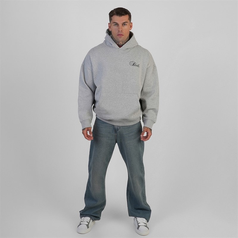 SikSilk Heren Essentiële Hoodie Grey Marl - Afbeelding 3