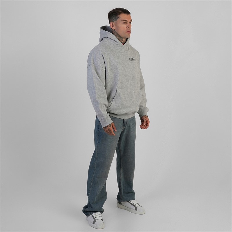 SikSilk Heren Essentiële Hoodie Grey Marl - Afbeelding 4