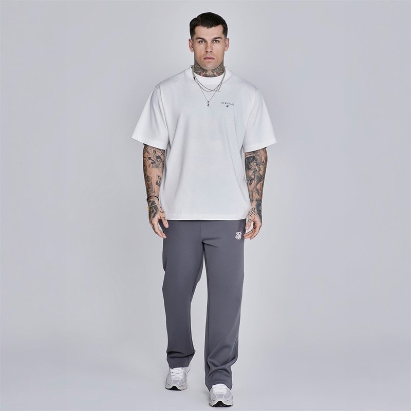 SikSilk Spodnie dresowe poliestrowe dla niego kolor Dark Grey – zdjęcie  4