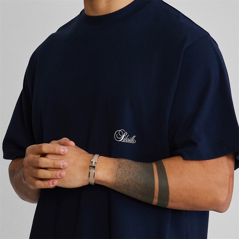 SikSilk Heren Oversized T-shirt Navy - Afbeelding 2