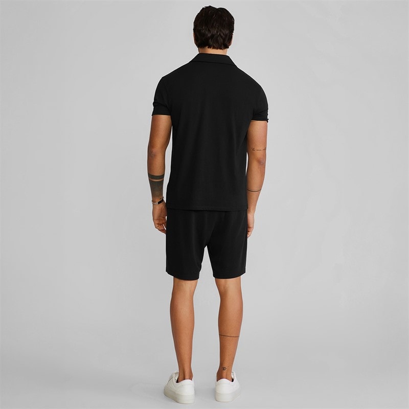 SikSilk Heren Polo Shirt En Korte Broek Set Zwart - Afbeelding 2