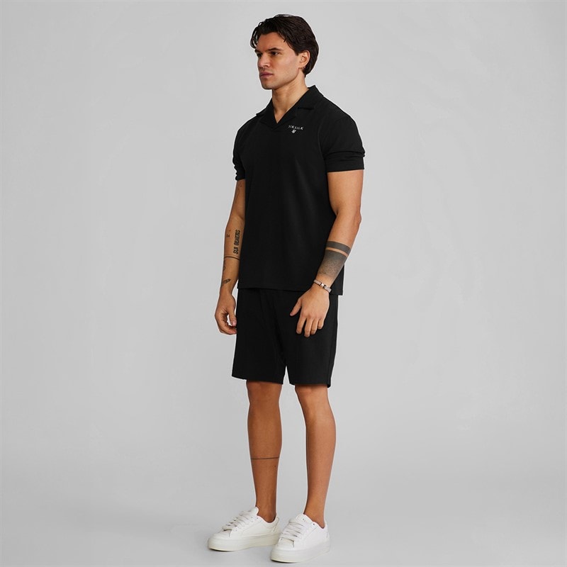SikSilk Heren Polo Shirt En Korte Broek Set Zwart - Afbeelding 4