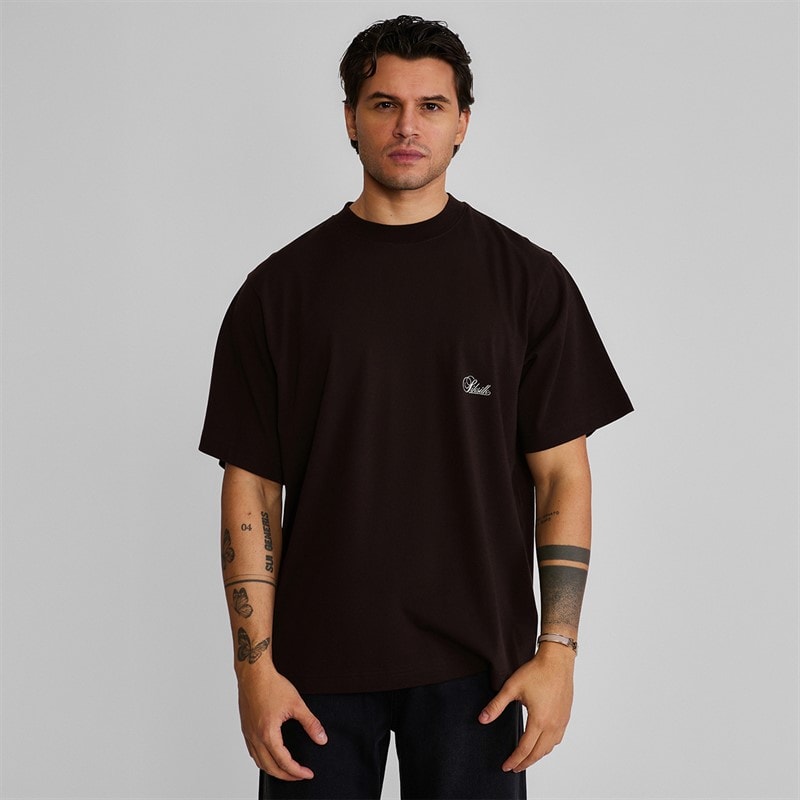 SikSilk Heren Oversized T-shirt Bruin