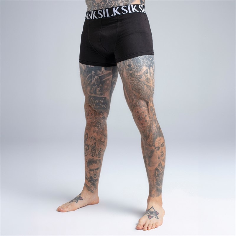 SikSilk Heren Pak Van Drie Boxer Shorts Zwart - Afbeelding 2