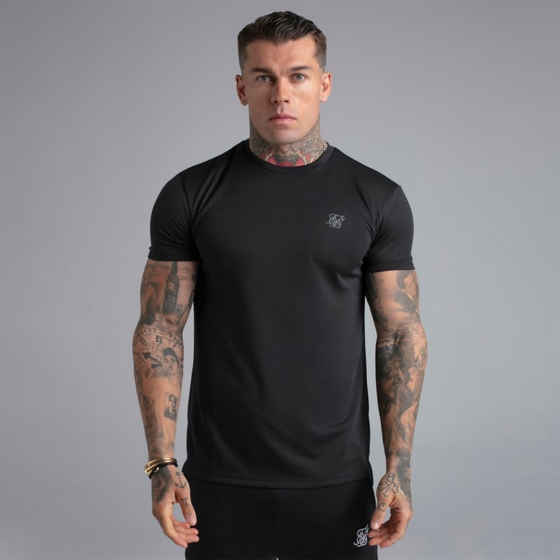 SikSilk Heren Set van 2 Muscle Fit T-shirts Zwart