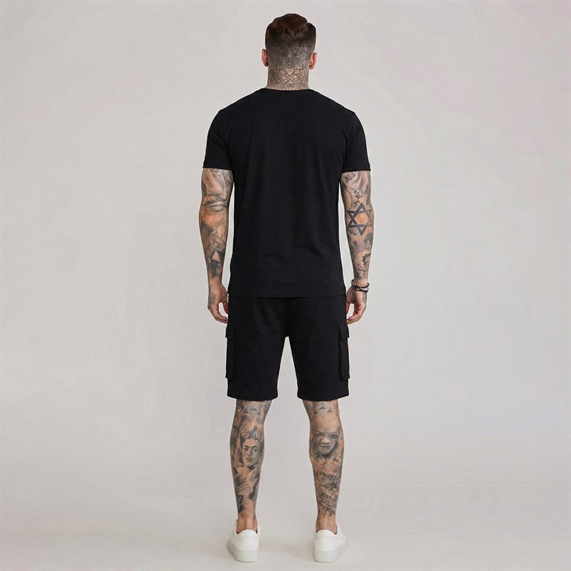 SikSilk T-shirt i spodenki dla niego kolor Czarny – zdjęcie  2
