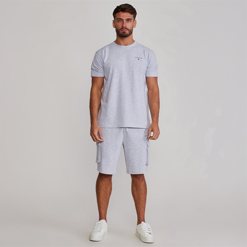 SikSilk Heren T-shirt En Korte Broek Set Grey Marl