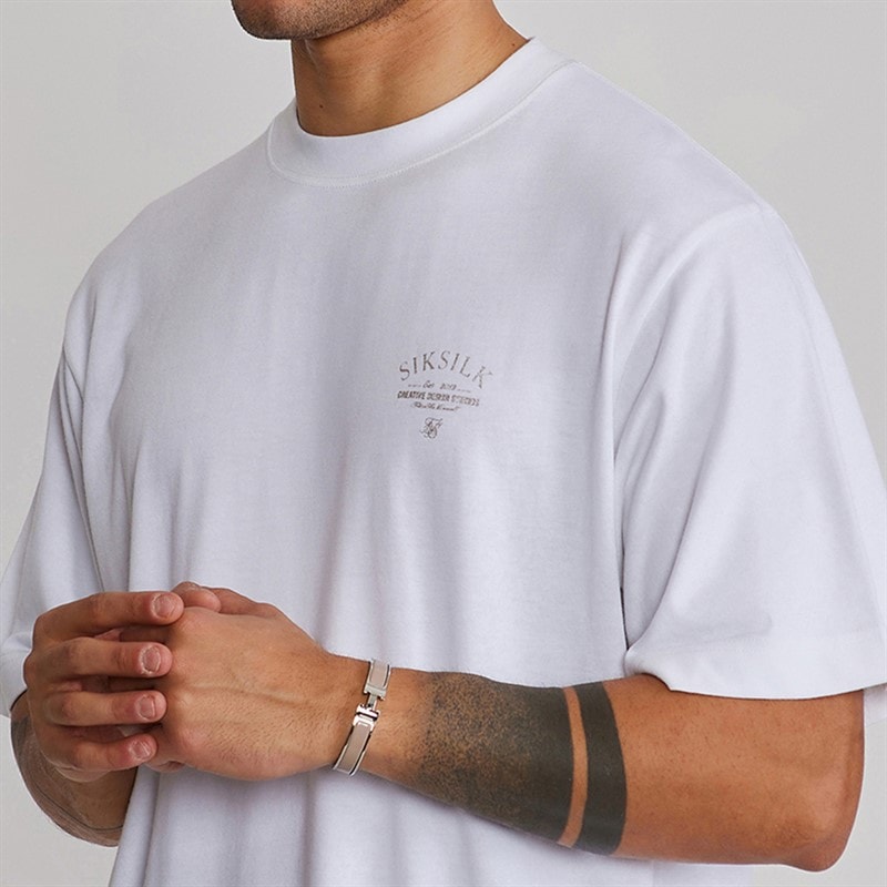 SikSilk T-shirt z grafiką dla niego kolor White – zdjęcie  3
