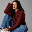 JJXX Sigga sweter z okrągłym dekoltem dla niej kolor Cabernet