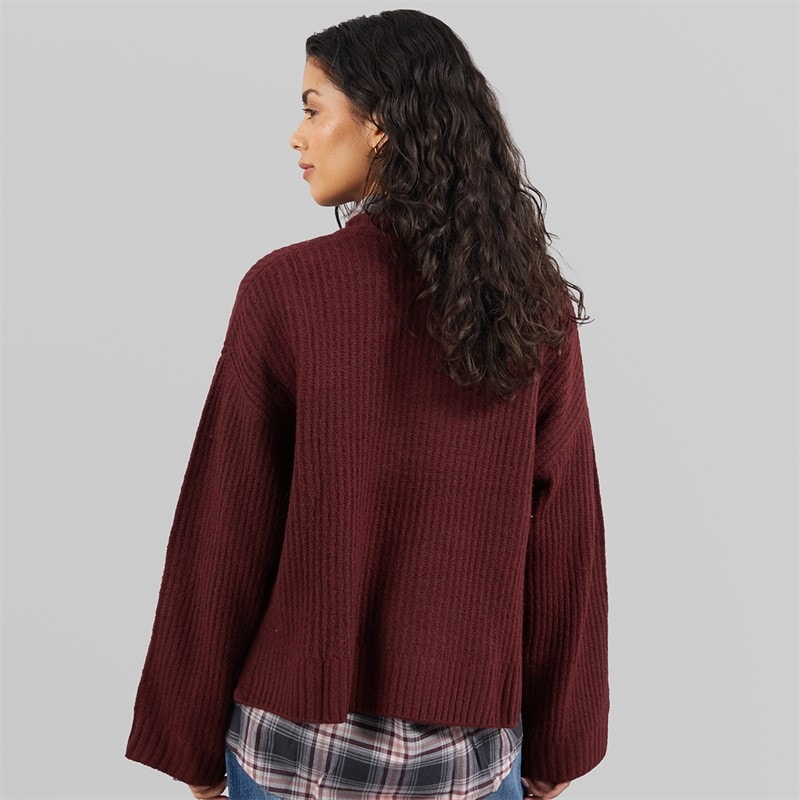JJXX Sigga sweter z okrągłym dekoltem dla niej kolor Cabernet – zdjęcie  2