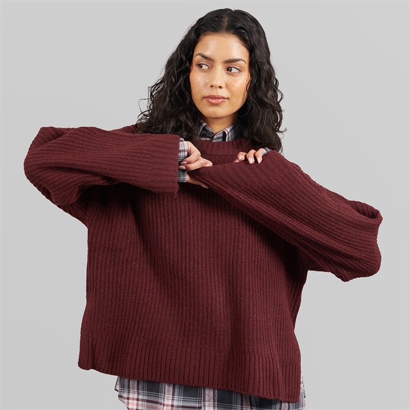 JJXX Sigga sweter z okrągłym dekoltem dla niej kolor Cabernet – zdjęcie  3