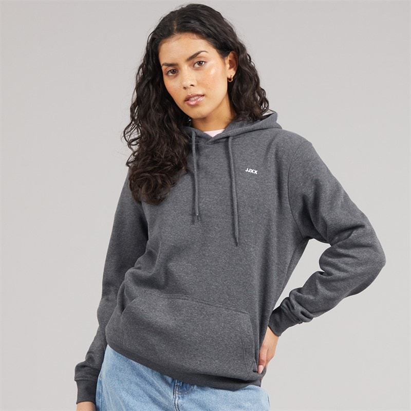 JJXX Damen Abbie Hoodie Dunkelgrau Melangeprint/Weiß JJXX Logo Dark Grey Melangeprint:White Jjxx Logo - Bild 3
