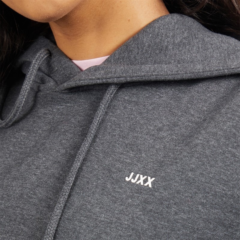 JJXX Damen Abbie Hoodie Dunkelgrau Melangeprint/Weiß JJXX Logo Dark Grey Melangeprint:White Jjxx Logo - Bild 5