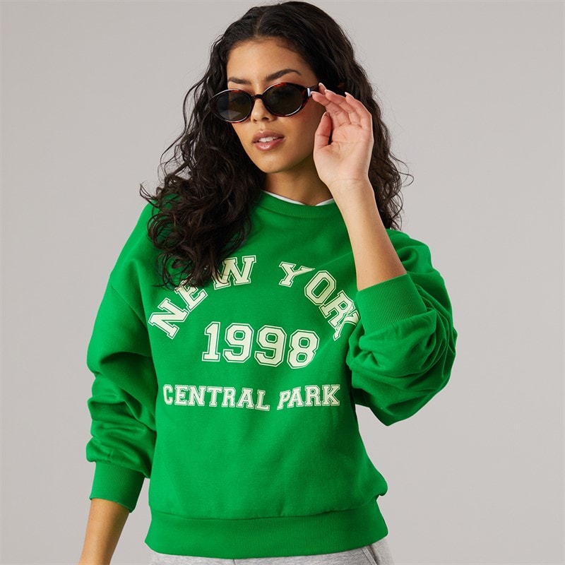JJXX Dames Merle Crew Sweatshirt Groen Beeprint New York
