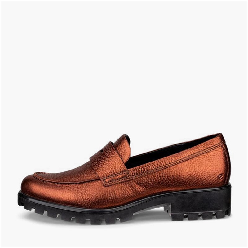 ECCO Dames Moodtray Leren Loafers Bronze Antique - Afbeelding 1