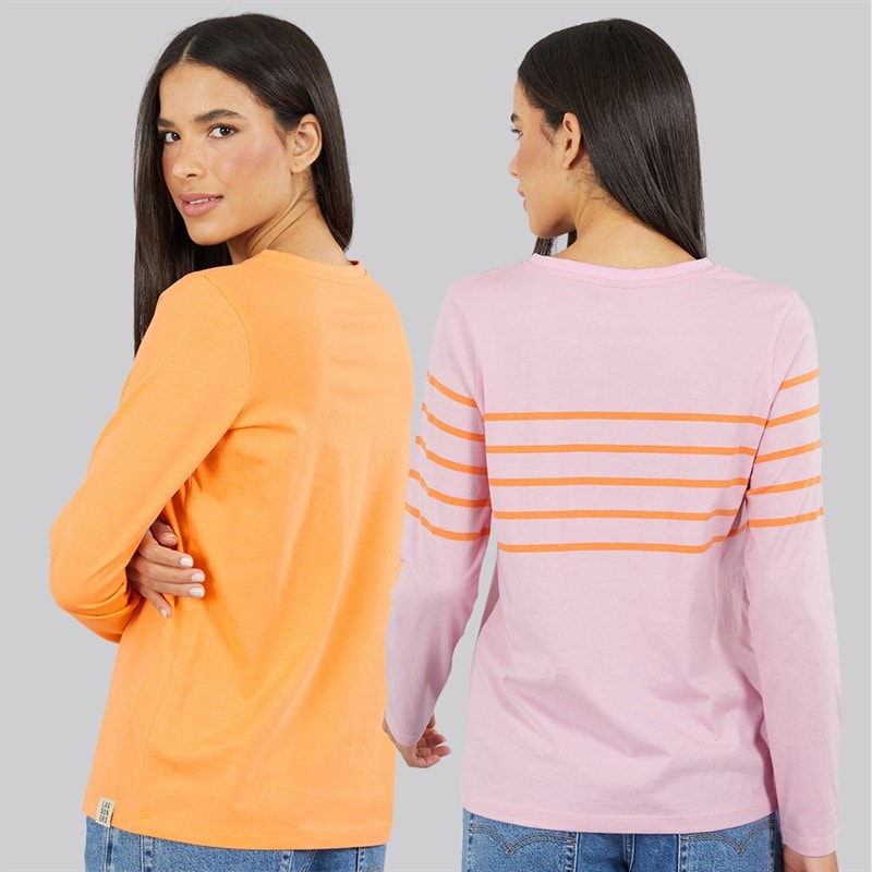Lagooners Damen Maulbeere Zwei Pack T Shirts Rosa/Orange - Bild 2