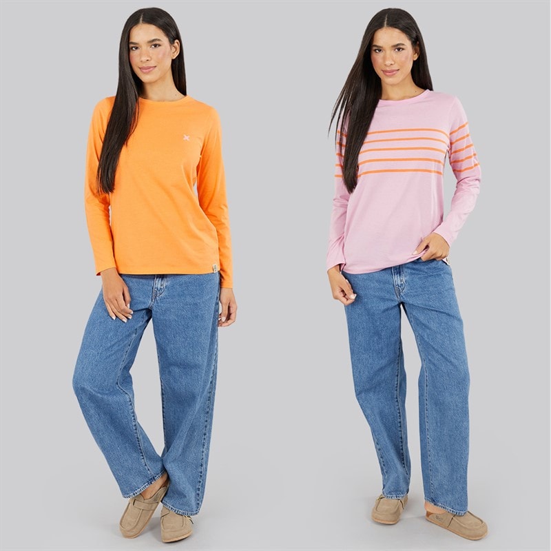 Lagooners Damen Maulbeere Zwei Pack T Shirts Rosa/Orange - Bild 3