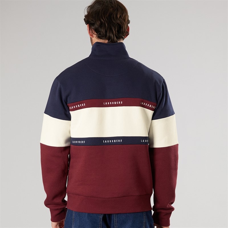 Lagooners Heren Exmouth Funnel Neck Sweat undy Navy/Burg - Afbeelding 3