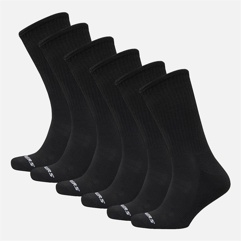 SKECHERS Set van 6 Crew Sokken Zwart