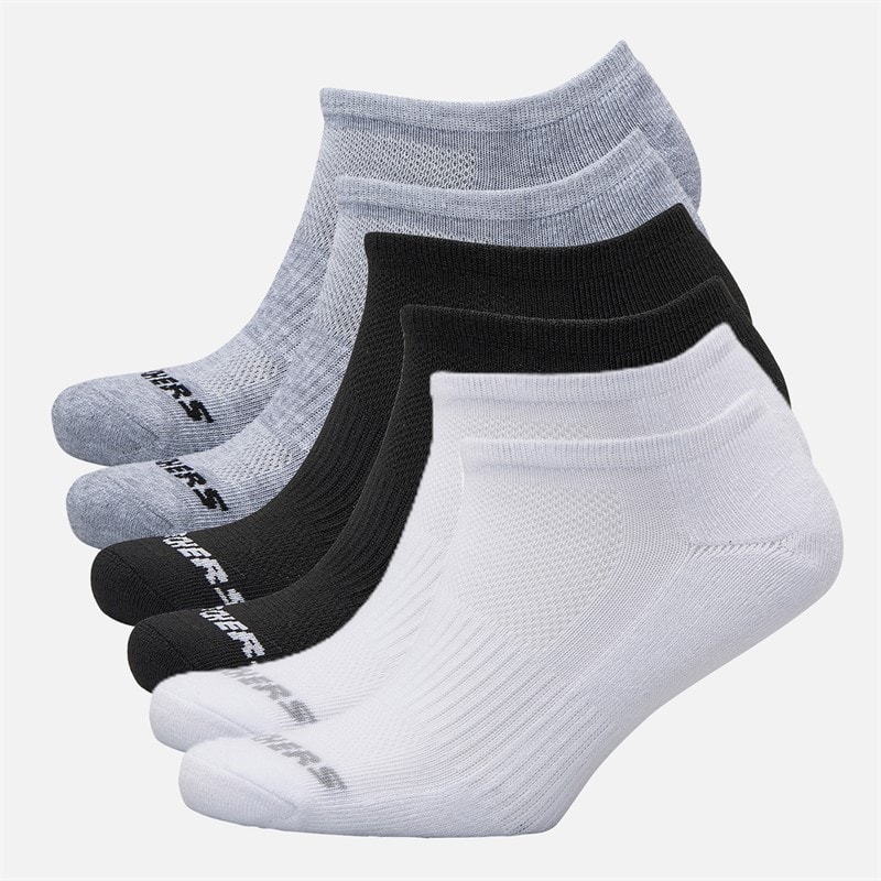 SKECHERS Six Pack No Show Sokken Wit/Zwart/Grijs
