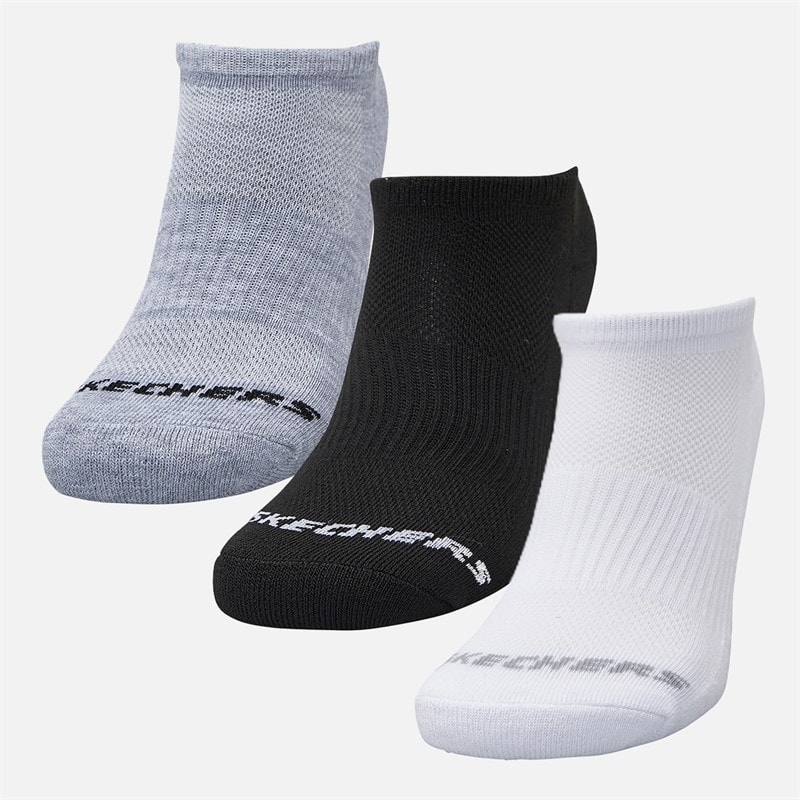 SKECHERS Six Pack No Show Sokken Wit/Zwart/Grijs - Afbeelding 2