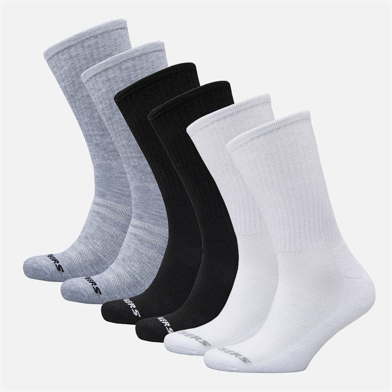 SKECHERS Set van 6 Crew Sokken Wit/Zwart/Grijs