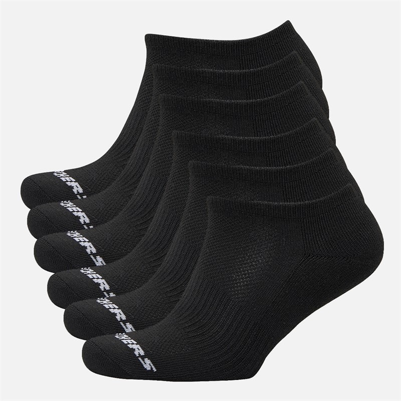 SKECHERS Six Pack No Show Sokken Zwart