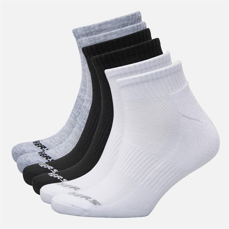 SKECHERS Six Pack Kousen Kwart Wit/Zwart/Grijs
