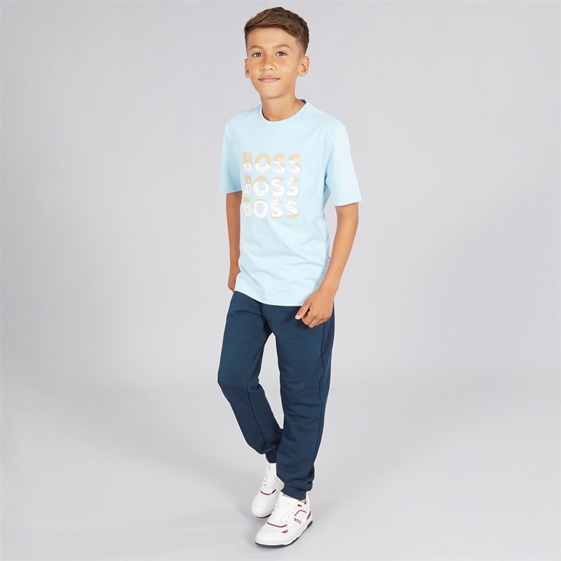 BOSS T-Shirt dla chłopca kolor perski niebieski – zdjęcie  3