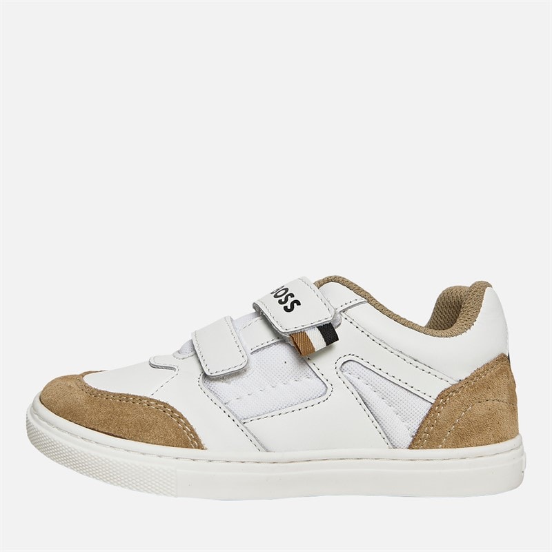 BOSS Junge Logo Klettverschluss Cupsohle Turnschuhe Weiss