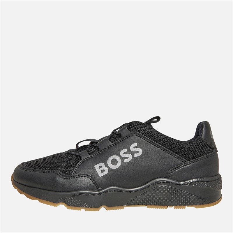 BOSS Junior Jongens Gebreide Logo Sneakers Zwart