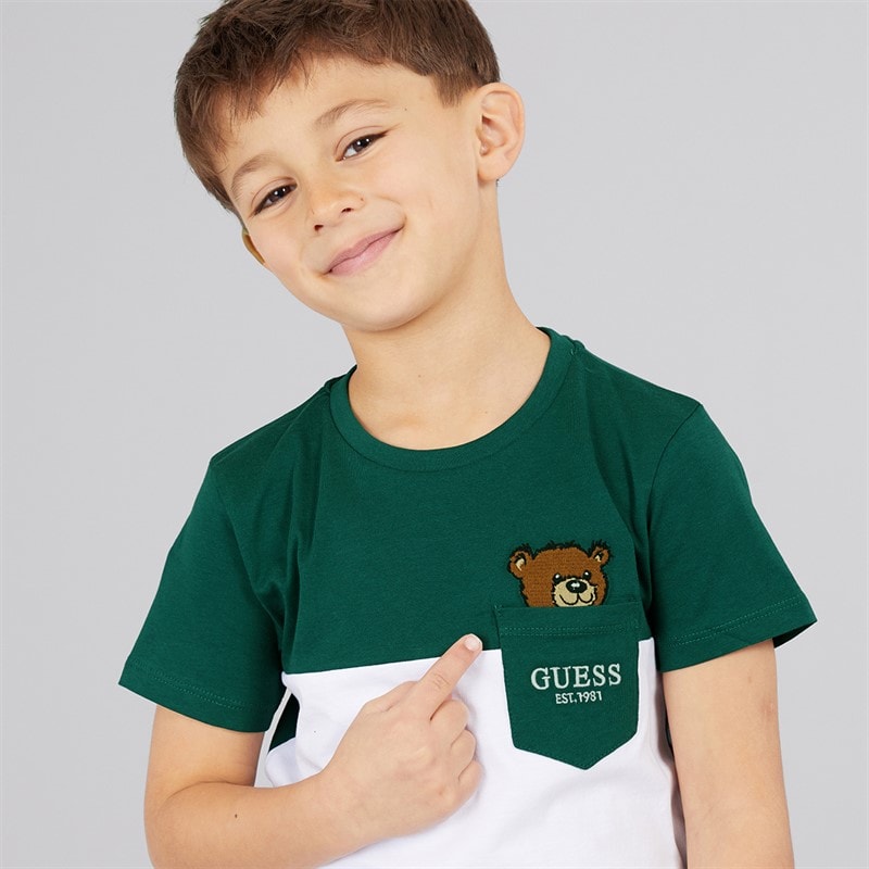 Guess T-shirt dla chłopca kolor Throwback Green – zdjęcie  3