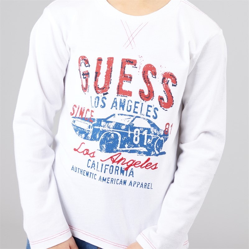 Guess Junge Langarm T Shirt Pure White - Bild 3