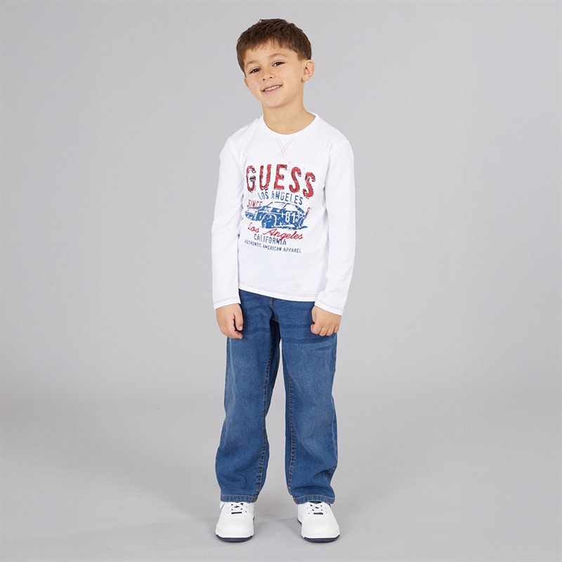 Guess Junge Langarm T Shirt Pure White - Bild 4