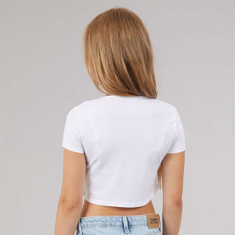 Guess Crop T-shirt dla dziewczynki kolor Pure White – zdjęcie  2