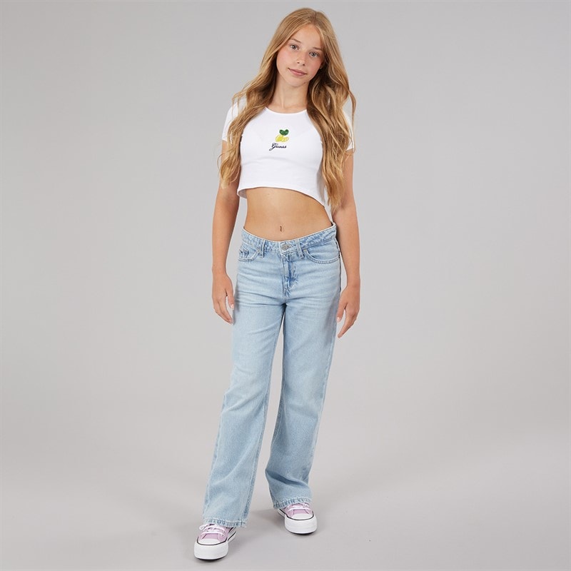 Guess Crop T-shirt dla dziewczynki kolor Pure White – zdjęcie  4