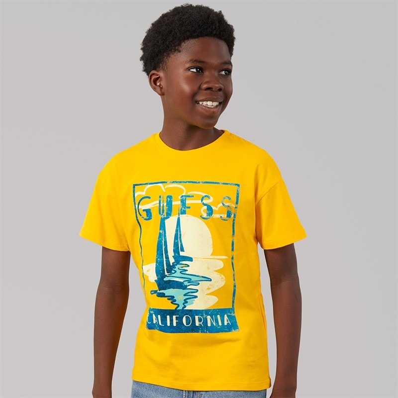 Guess T-shirt dla chłopca kolor Rich Yellow – zdjęcie  3