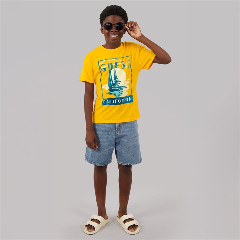 Guess T-shirt dla chłopca kolor Rich Yellow – zdjęcie  4