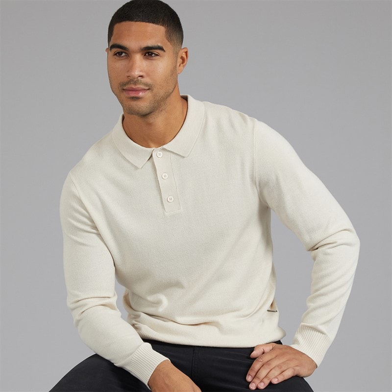 JJ REBEL Herren - Archie Strick-Poloshirt - Moonbeam