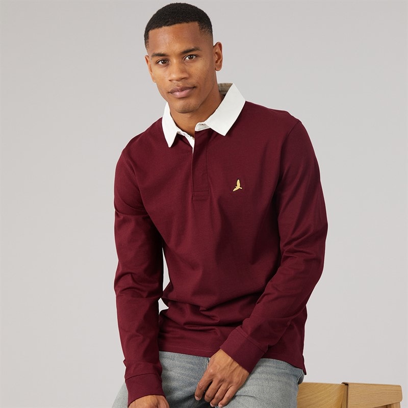 Brave Soul Mężczyźni koszulka rugby zeman - Jasny Burgundy/Optic White