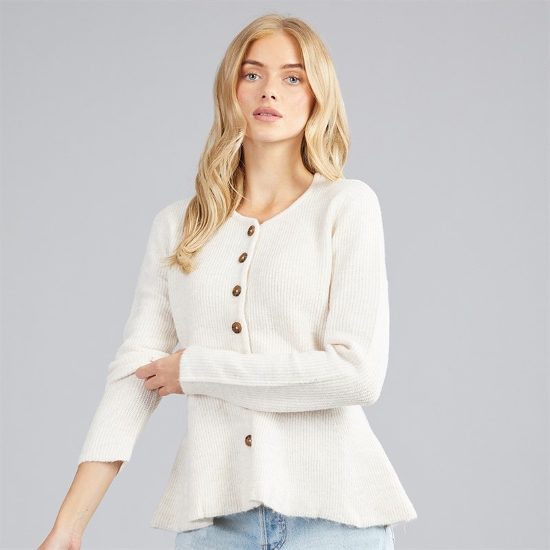 Brave Soul Cardigan péplum penny femmes - Ivory