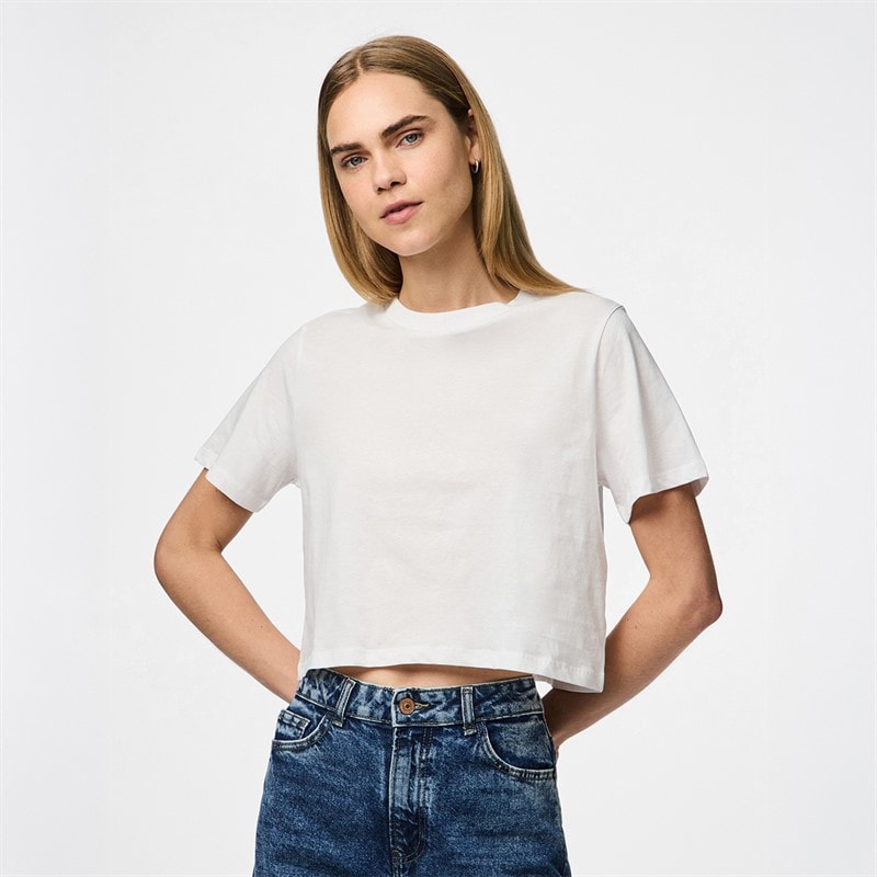 Pieces Damen - Sara T-Shirt - Bright White
