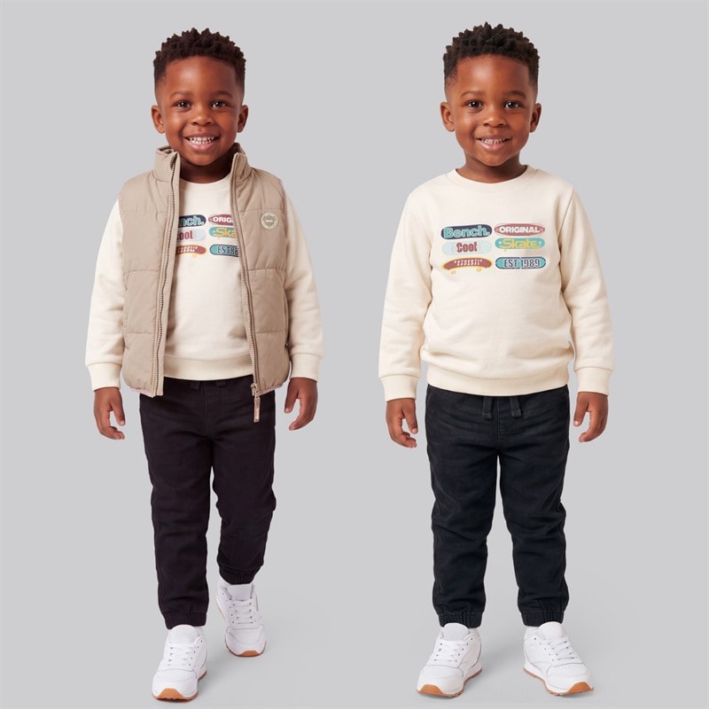 Bench Jongens puffer gilet, trui en jeans set - Beige